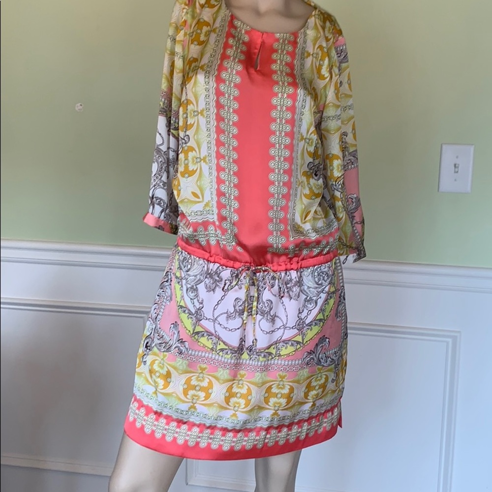 Cute low waistline Silk Colorful Dress M💯💓